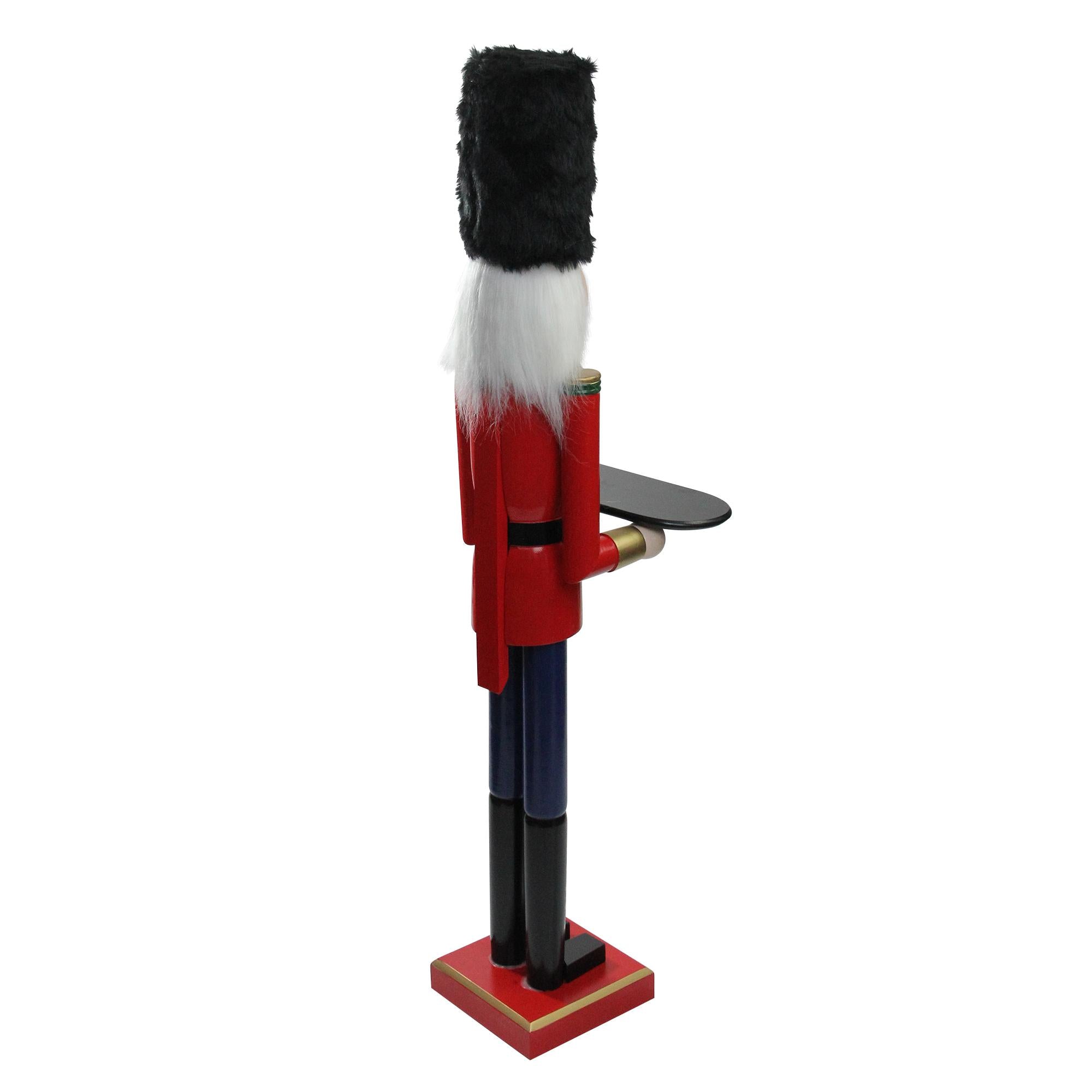 48.25" Red and Black Christmas Butler Nutcracker with Tray