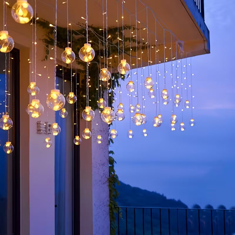 118.11-Inch Wish Ball String, New Model for 2025, Featuring 8 Lighting Modes, 108 Leds, 12 Wish Balls, Battery-Operated (No Plug), Wall-Mounted, Made of Plastic, Suitable for Christmas, Valentine'S Day, Family Gatherings, Bedrooms, Parties