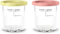 Ninja XSKPNTLD2 Creami Deluxe Pints 2 Pack, compatible with nc500 series creami deluxe ice cream makers, bpa-free & dishwasher safe, coral and yellow, 16 oz, coral & yellow lids