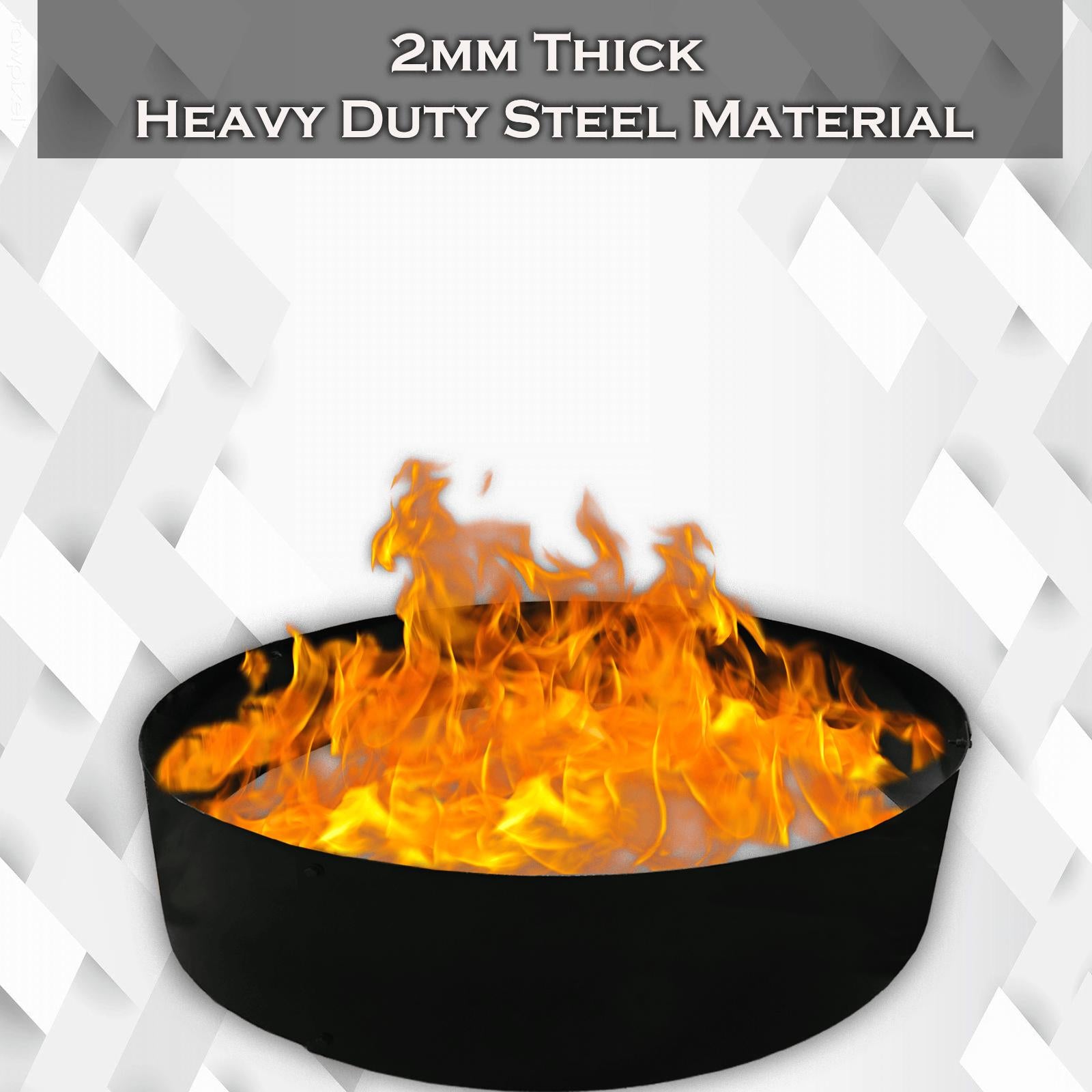 2mm thick Steel Campfire Fire Ring Solid  - Power coated - Lar48D x 12H