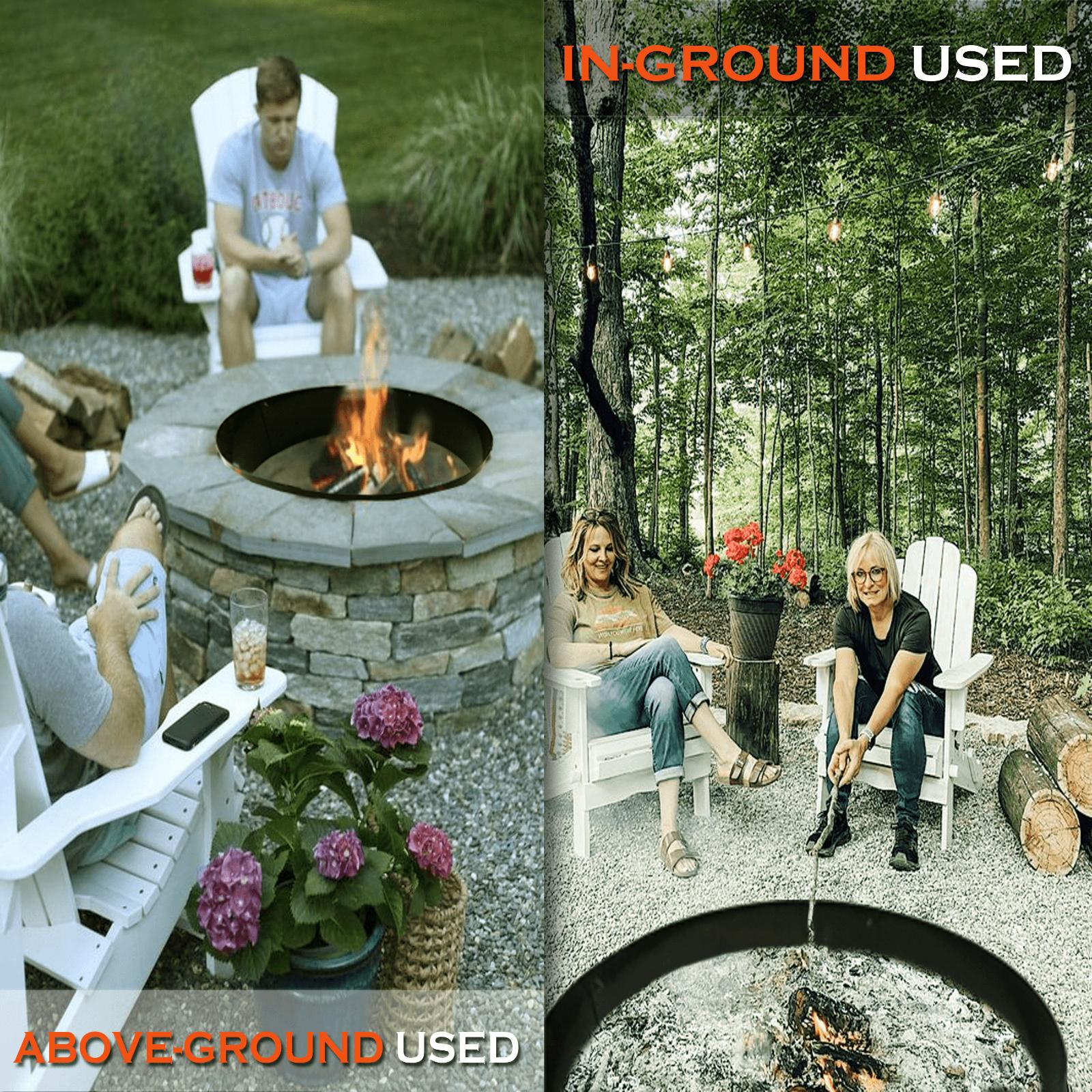 2mm thick Steel Campfire Fire Ring Solid  - Power coated - Lar48D x 12H