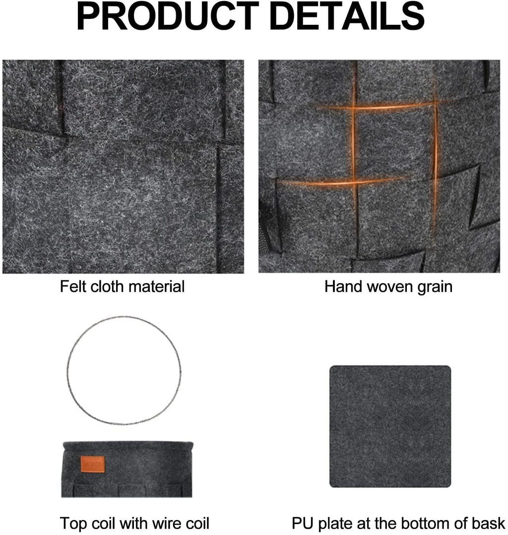 Bike Bag Large-capacity Bike Basket Hand Woven Grain Universal Prepositive Foldable Felt Cloth Basket for Bicycle Stroller Electric Automobile and Scooter Bicycle Accessories ( Color : Dark gray )