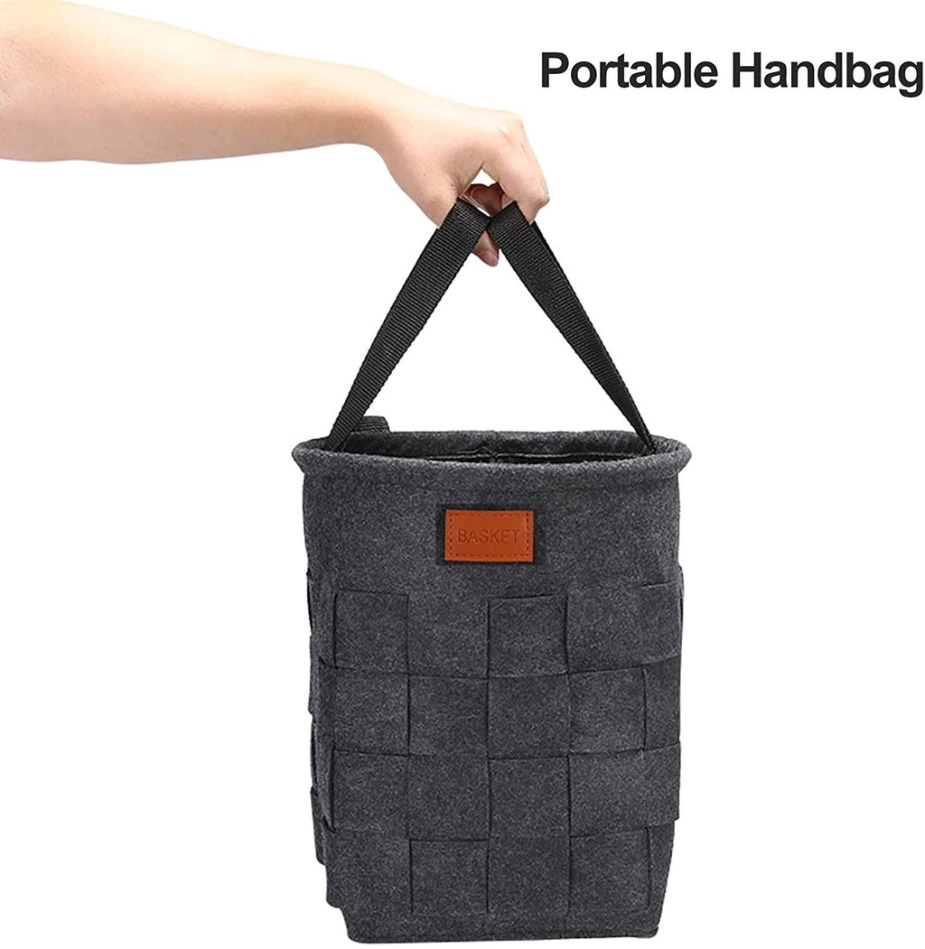 Bike Bag Large-capacity Bike Basket Hand Woven Grain Universal Prepositive Foldable Felt Cloth Basket for Bicycle Stroller Electric Automobile and Scooter Bicycle Accessories ( Color : Dark gray )