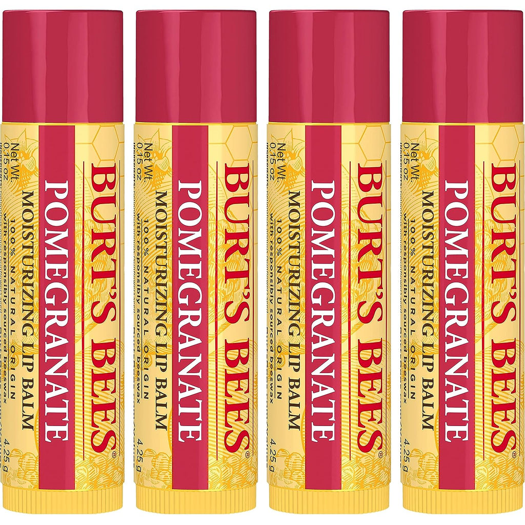 Burt's Bees Lip Balm, Moisturizing Lip Care, All Natural, Original Beeswax with Vitamin E &amp; Peppermint Oil (4 Pack)