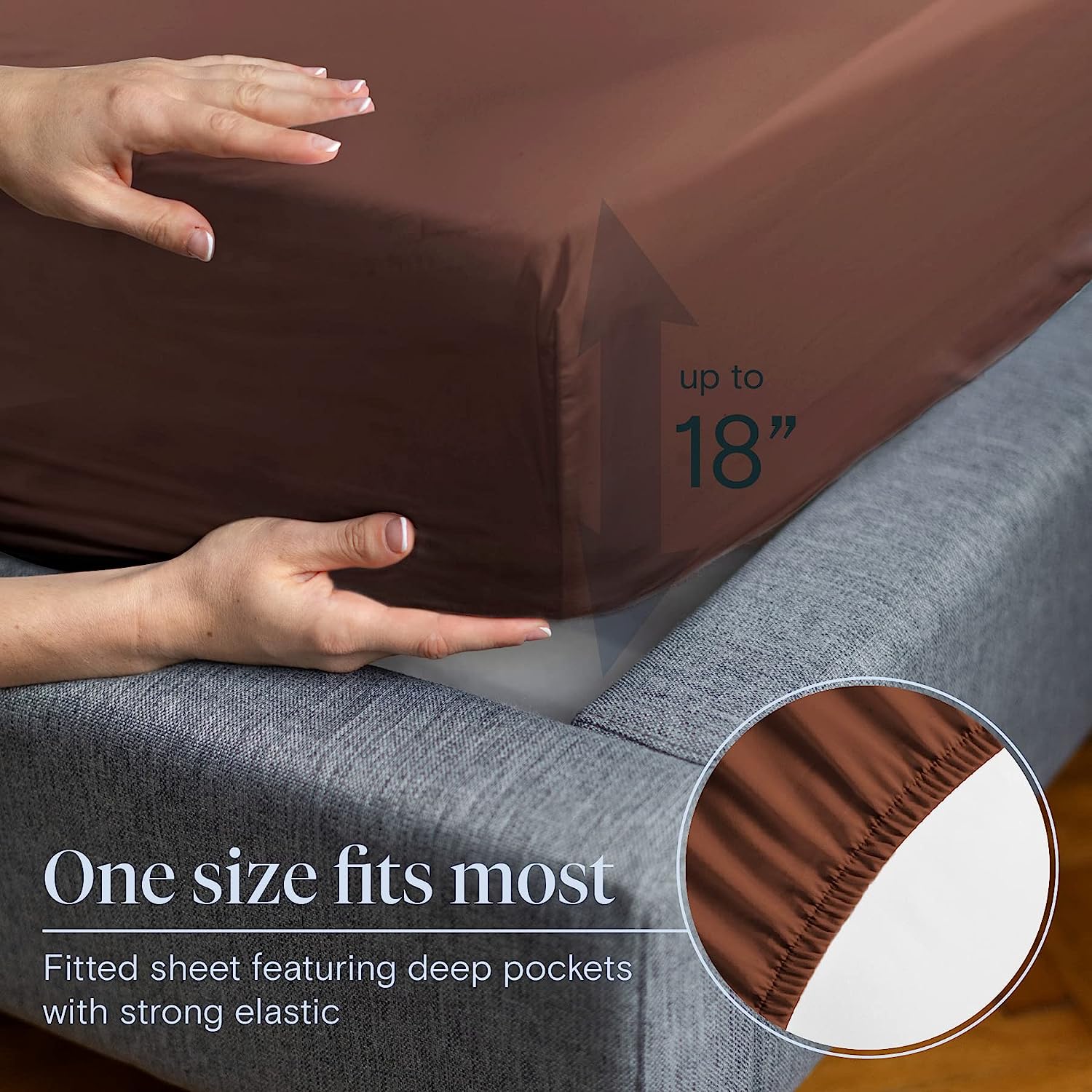 LuxClub 6 PC King Size Sheet Set Bamboo Sheets Deep Pockets 18" Eco Friendly Wrinkle Free Cooling Sheets Machine Washable Hotel Bedding Silky Soft - Brown King