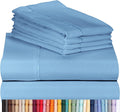 LuxClub 6 PC Queen Sheet Set Bamboo Sheets Deep Pockets 18" Eco Friendly Wrinkle Free Cooling Sheets Machine Washable Hotel Bedding Silky Soft - Light Blue Queen