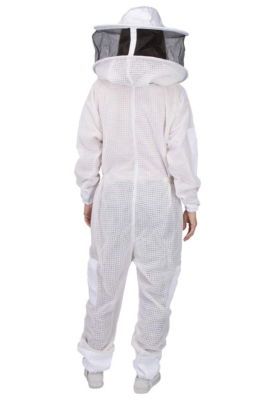Ventilated Beekeeping Suit and Bee Family Stickers - YKK Metal Zippers - Men & Women - Total Protection - Self-Supporting Round Veil for Beekeepers - Easily Take On & Off - 8 Pockets (Large)