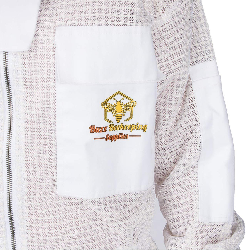 Ventilated Beekeeping Suit and Bee Family Stickers - YKK Metal Zippers - Men & Women - Total Protection - Self-Supporting Round Veil for Beekeepers - Easily Take On & Off - 8 Pockets (X-Large)