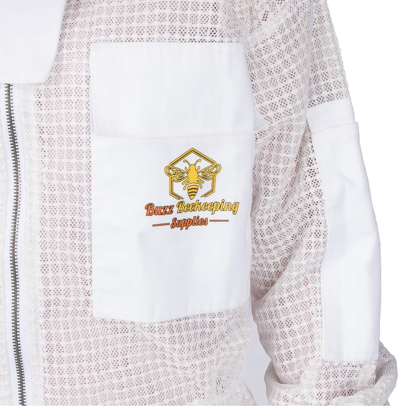Ventilated Beekeeping Suit and Bee Family Stickers - YKK Metal Zippers - Men & Women - Total Protection - Self-Supporting Round Veil for Beekeepers - Easily Take On & Off - 8 Pockets (X-Large)