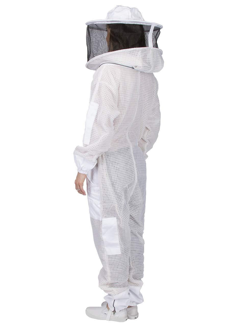 Ventilated Beekeeping Suit and Bee Family Stickers - YKK Metal Zippers - Men & Women - Total Protection - Self-Supporting Round Veil for Beekeepers - Easily Take On & Off - 8 Pockets (X-Large)