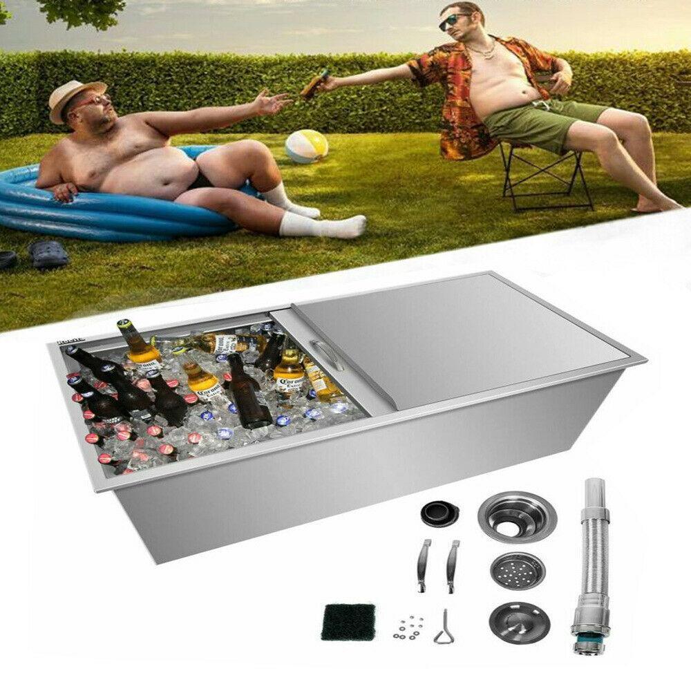 Drop In Ice Chest 304  Steel Drop In Cooler w/Drain Pipe&Drain Plug