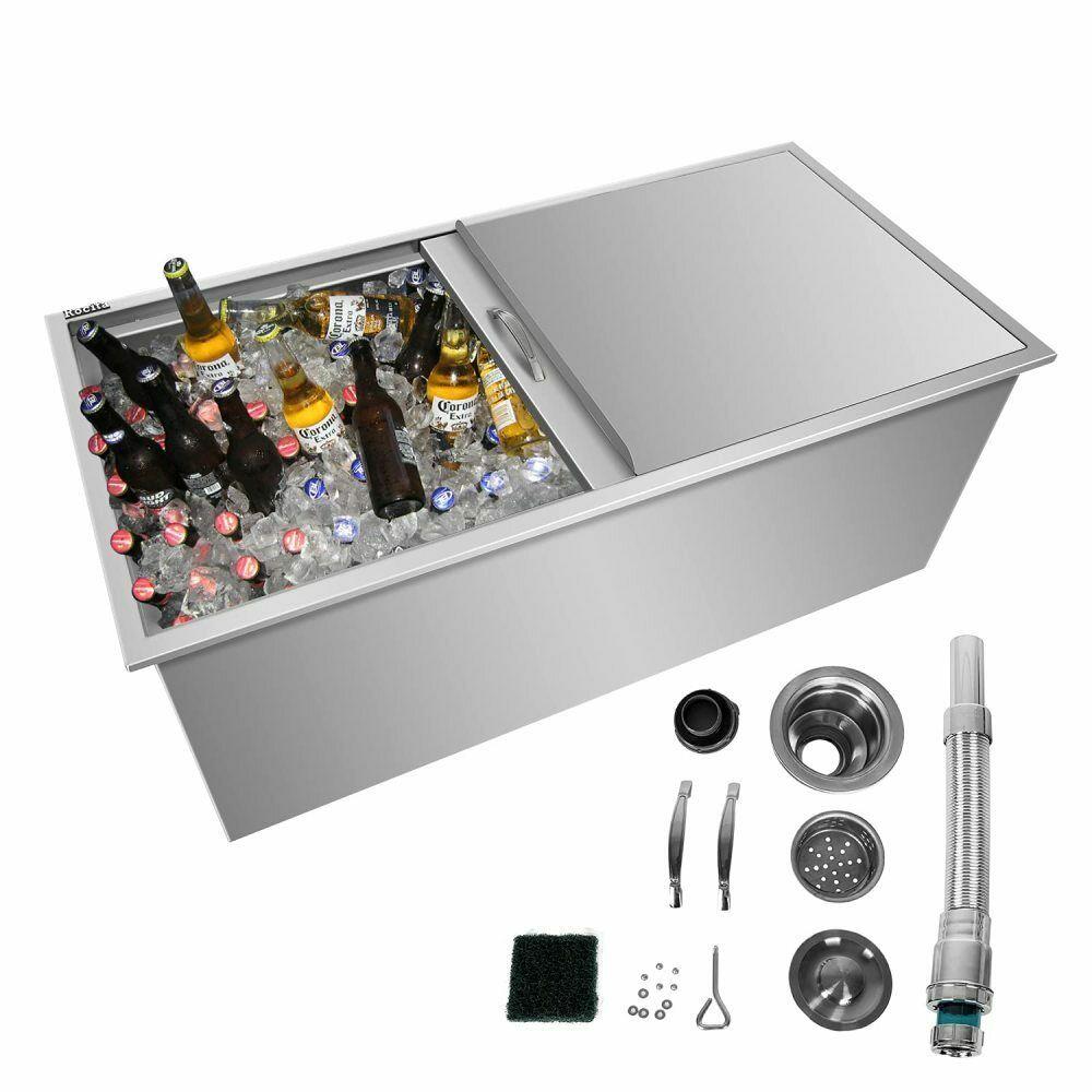 Drop In Ice Chest 304  Steel Drop In Cooler w/Drain Pipe&Drain Plug