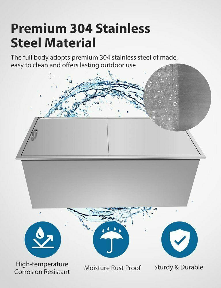 Drop In Ice Chest 36’’L x 18’’W x 14’’H 304  Steel Drop In Coole