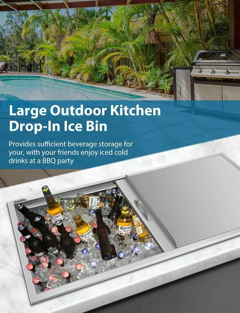 Drop In Ice Chest 304  Steel Drop In Cooler w/Drain Pipe&Drain Plug