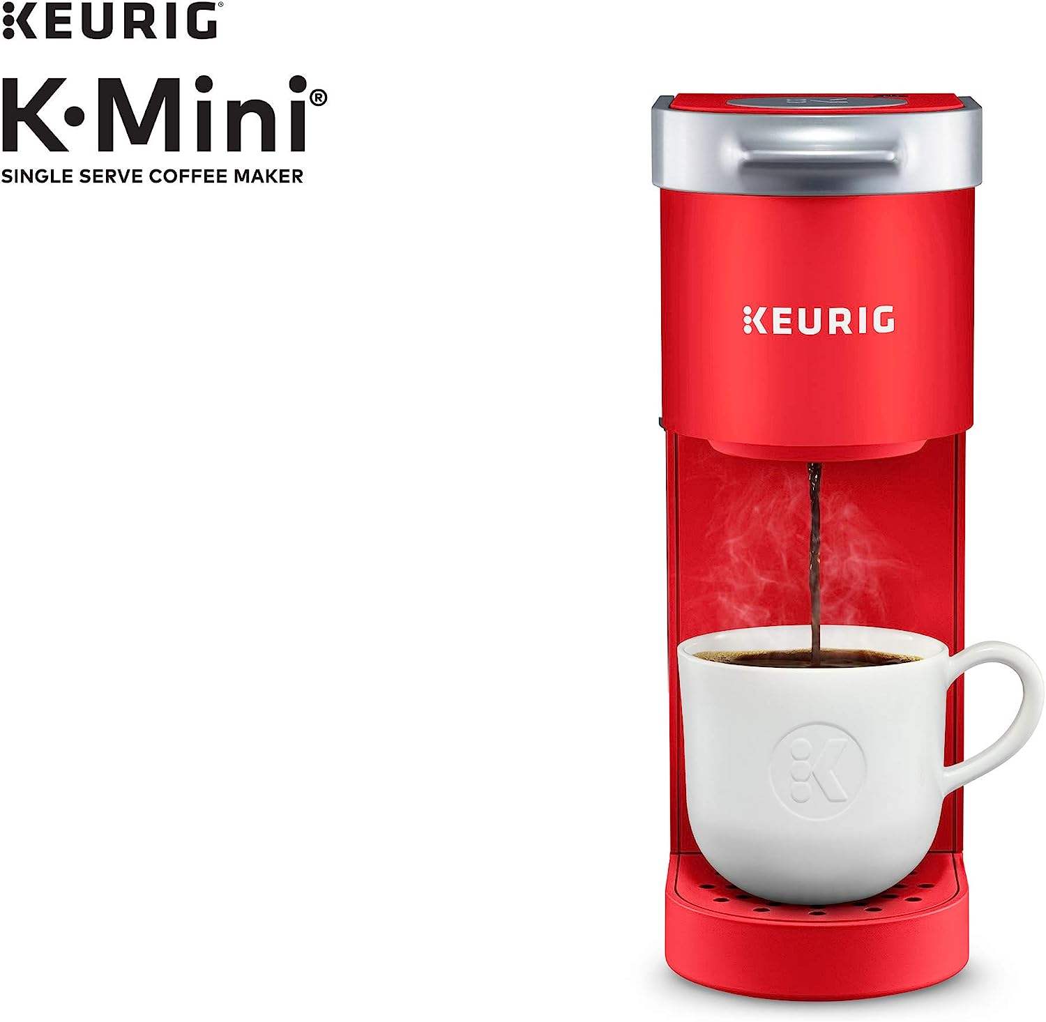 Keurig K-Mini Single Serve K-Cup Pod Coffee Maker, Poppy Red &amp; 3-Month Brewer Maintenance Kit Includes Descaling Solution, Water Filter Cartridges &amp; Rinse Pods, 7 Count