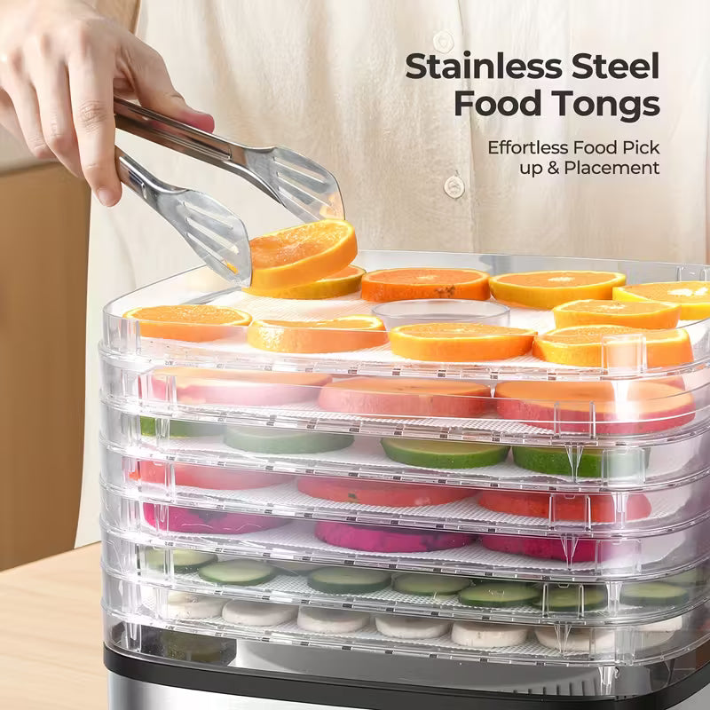 Food Dehydrator Machine Adjustable Temperature & 72H Timer, 5-Tray Dehydrators for Food And Jerky, Fruit, Dog Treats, Herbs, Snacks, LED Display, 240W Electric Food Dryer, Recipe Book
