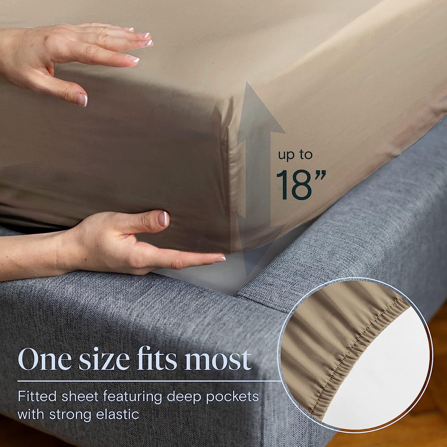LuxClub 6 PC Queen Sheet Set Bamboo Sheets Deep Pockets 18" Eco Friendly Wrinkle Free Cooling Sheets Machine Washable Hotel Bedding Silky Soft - Taupe Queen