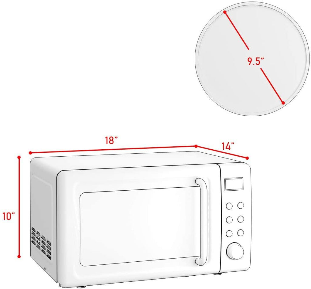 Retro Countertop Microwave Oven, 0.7Cu.ft, 700-Watt, Cold Rolled Steel Plate, 5 Micro Power, Delayed Start Function, with Glass Turntable & Viewing Window, LED Display, Child Lock (Gold)