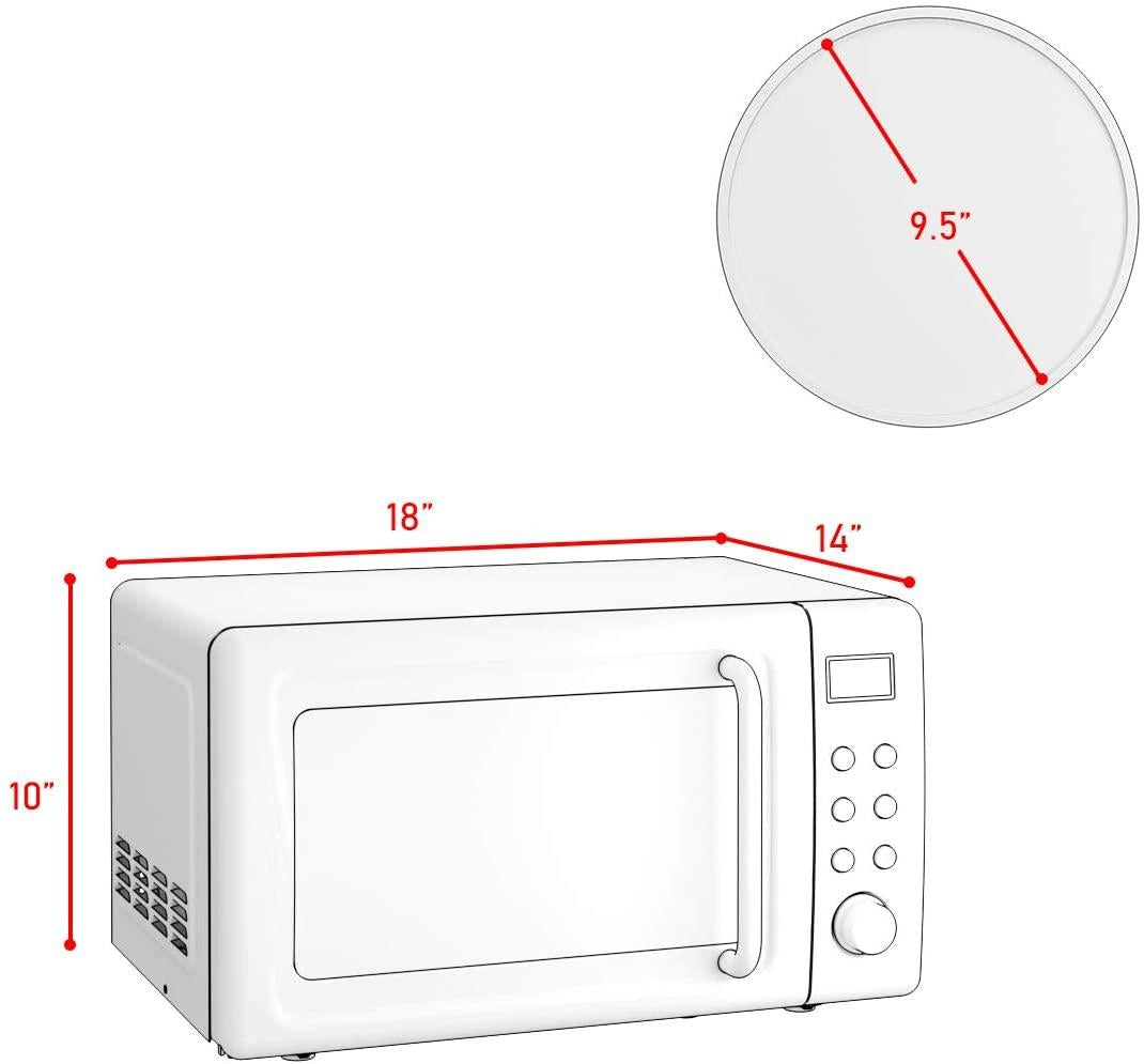 Retro Countertop Microwave Oven, 0.7Cu.ft, 700-Watt, Cold Rolled Steel Plate, 5 Micro Power, Delayed Start Function, with Glass Turntable & Viewing Window, LED Display, Child Lock (Gold)