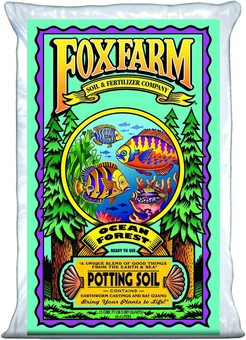 FOXFARM FX14000 Ocean Forest Indoor/Outdoor Garden Potting Soil Bags 6.3-6.8 pH, 1.5 Cubic Feet, 40 pounds for Plants (6 Pack
