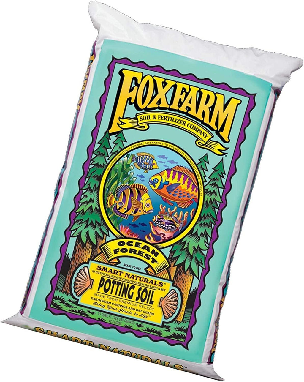 Foxfarm FX14000 Ocean Forest Indoor/Outdoor Garden Potting Soil Bags 6.3-6.8 pH, 1.5 Cubic Feet, 40 pounds for Plants (3 Pack)