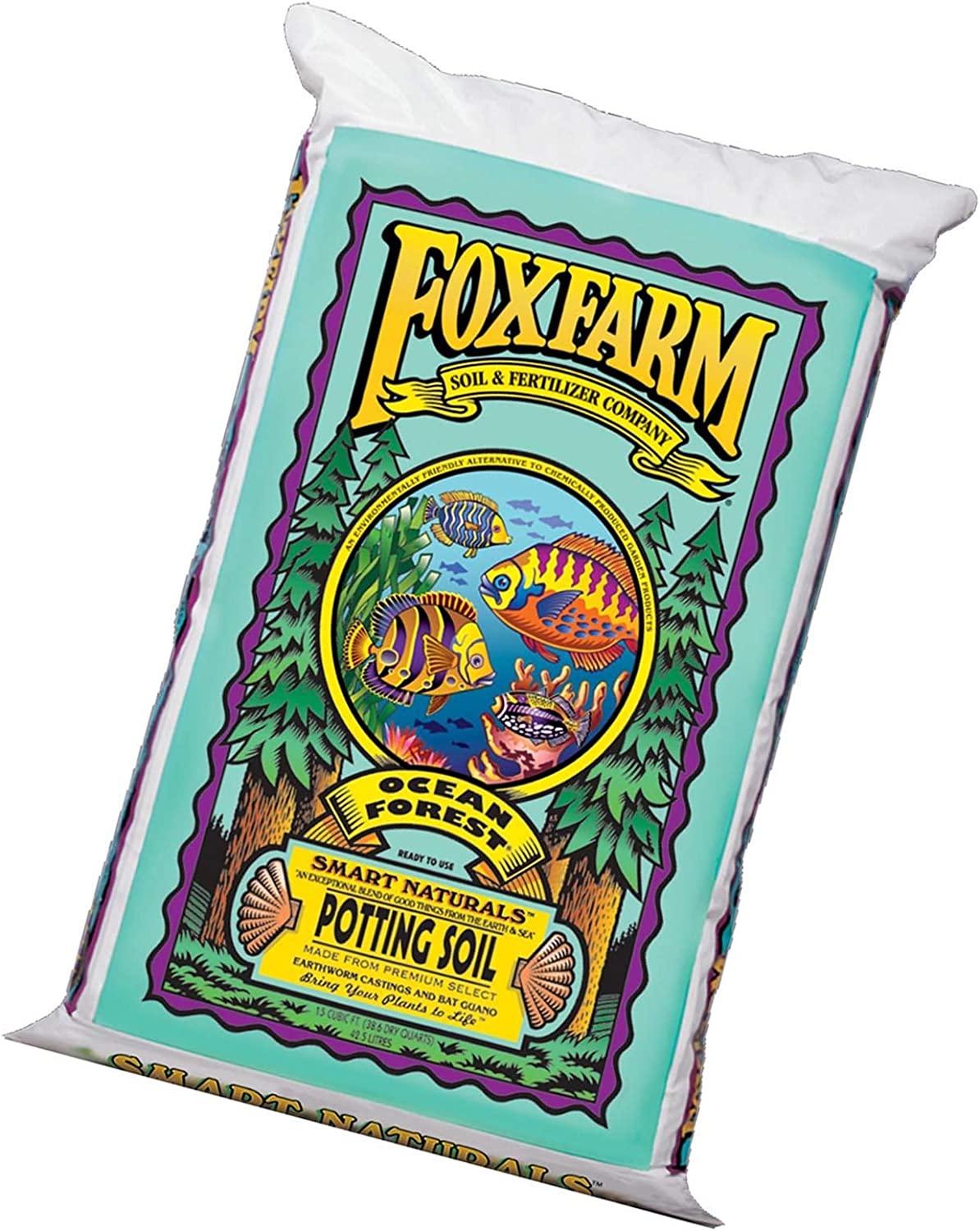 Foxfarm FX14000 Ocean Forest Indoor/Outdoor Garden Potting Soil Bags 6.3-6.8 pH, 1.5 Cubic Feet, 40 pounds for Plants (3 Pack)