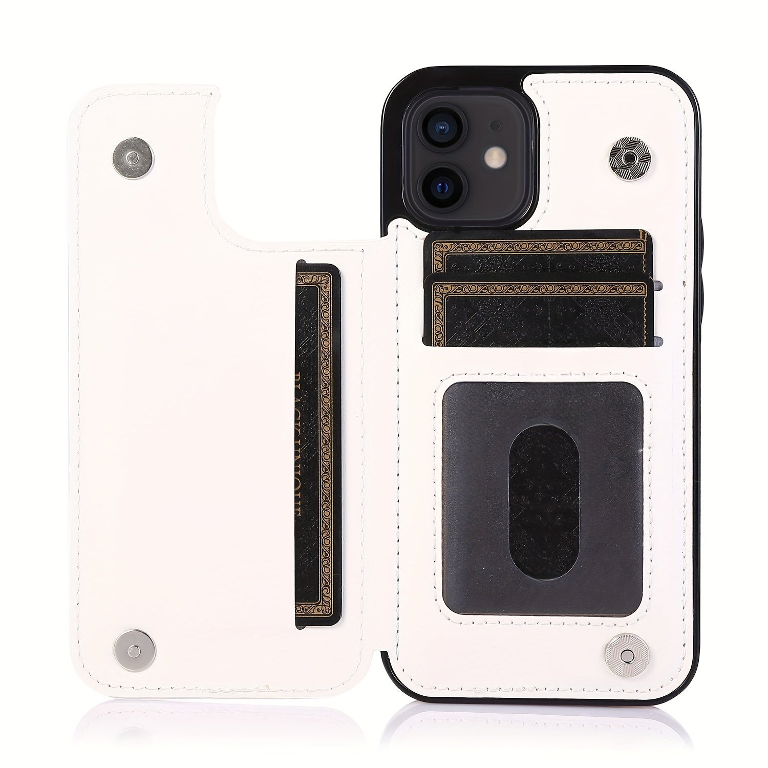 For  15/ 14/ 13/ 12/ 11 Pro Max/ Mini/ XR/ XS Max/ SE 2022/2020/ 7/ 8 Plus Wallet Case With Card Holder, PU Faux Leather Kickstand Card Slots Case, Double Magnetic Clasp And Durable Shockproof Cover