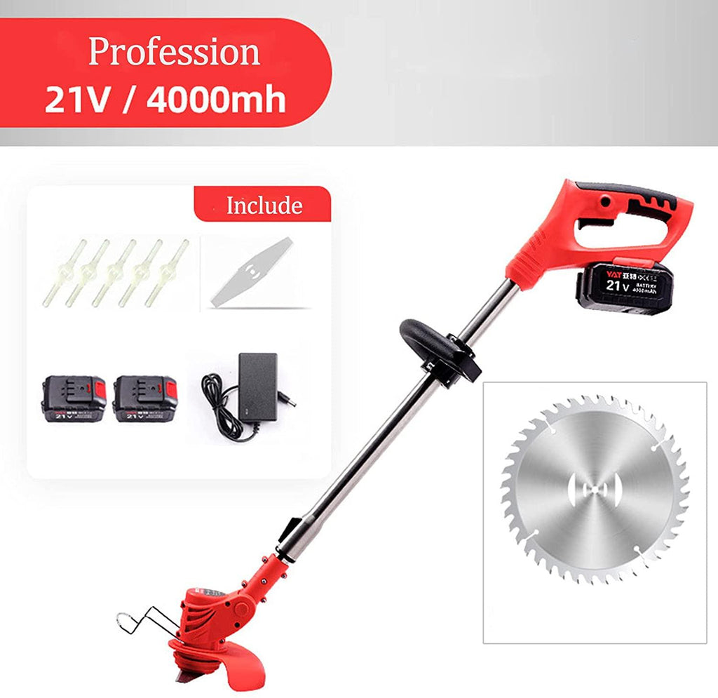 CAGC Electric Grass Trimmer- Grass Trimmer,2-in-1Cordless Grass Trimmer/Edger -21V with Fast Charger, 90° Head Pivots