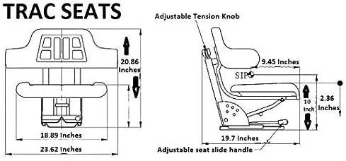 Blue TRAC SEATS  Waffle Style Universal Tractor Suspension SEAT with TILT FITS Ford/Holland 4000 4100 4110 4330 4600 4610 (Same Day  - Delivers in 1-4 Business Days)