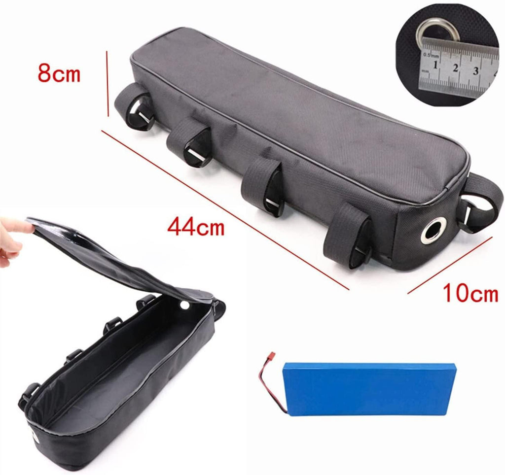Bike Bag Cycling Bike Tube Frame Bag Bicycle Battery Controller Bag Black Battery Tool Storage Bag MTB Bike Hang Waterproof Oxford Cloth Bag, 44x10x8cm Bicycle Accessories ( Color : 44x10x8cm )