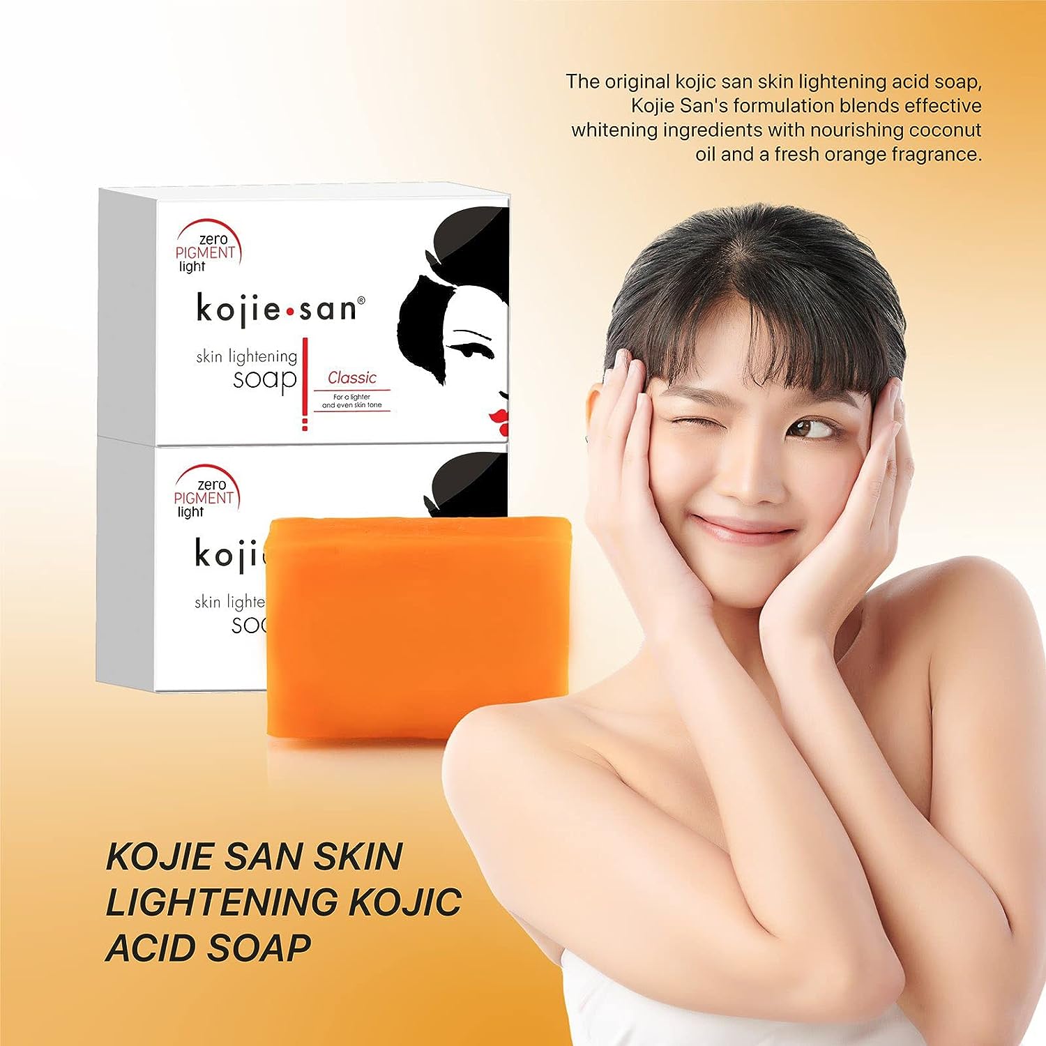 Kojie San Original Authenitc Lightening Soap - 6 Bars, 3 Packs of 65g Face &amp; Body Soap