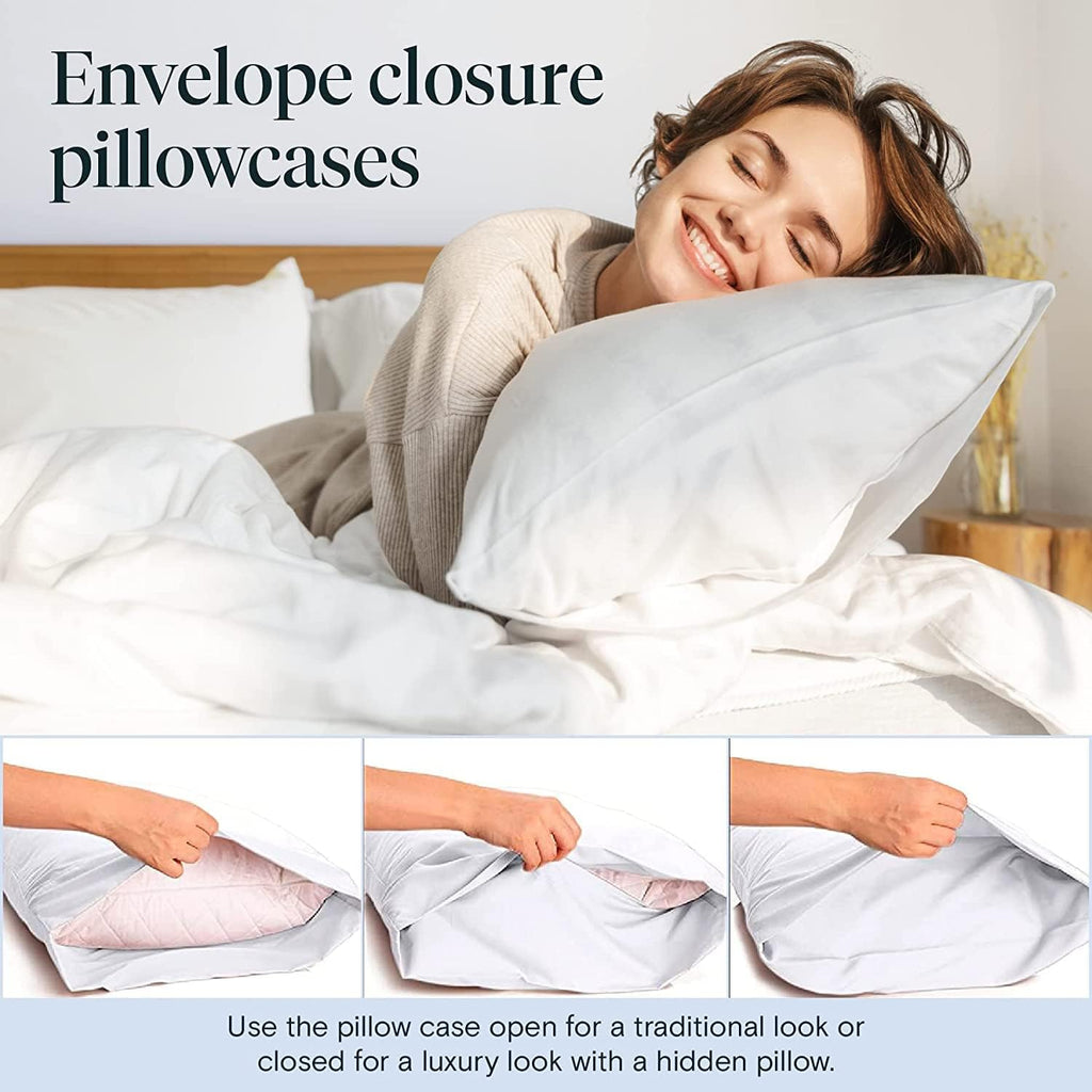 LuxClub 6 PC Extra Deep Pocket Queen Sheets &amp; Pillowcases Set - Hotel Bedding Silky Soft Eco Friendly Wrinkle Free Ultra Soft Cooling Bed Sheet Set deep Pocket up to 21" (Queen, White)