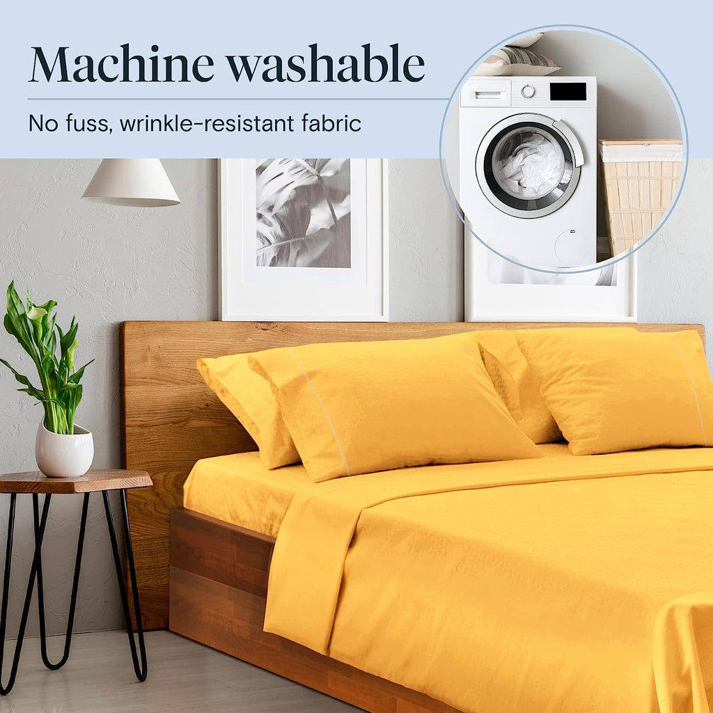 LuxClub 6 PC King Size Sheet Set Bamboo Sheets Deep Pockets 18" Eco Friendly Wrinkle Free Cooling Sheets Machine Washable Hotel Bedding Silky Soft - Medallion Gold King