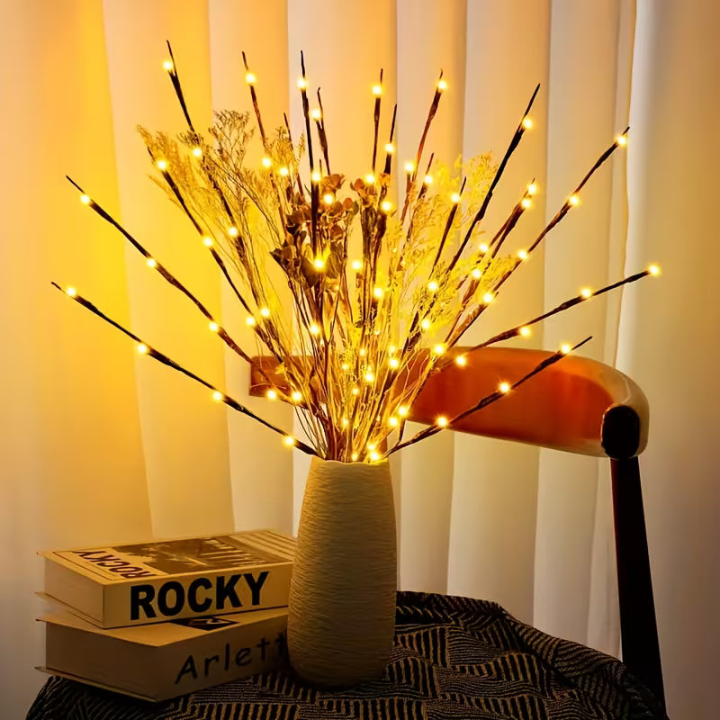 2pcs Set of Imitation Tree Branch LED Lights, Battery-Powered, 20 LEDs Each, Vase Filled with Artificial Twigs Decorative Lights, Cool Decoration, Room Bedside Lamp, Romantic Home Decoration Halloween Decorations, Christmas Decorations
