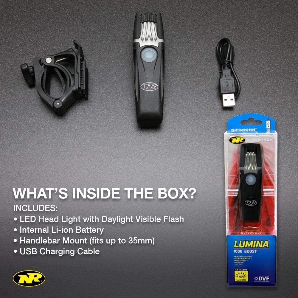NiteRider Lumina 1000 Boost USB Rechargeable Bike Light Powerful Lumens Bicycle Headlight LED Front Light Easy to Install for Men Women Road Mountain Adventure Commuter Cycling Safety Flashlight