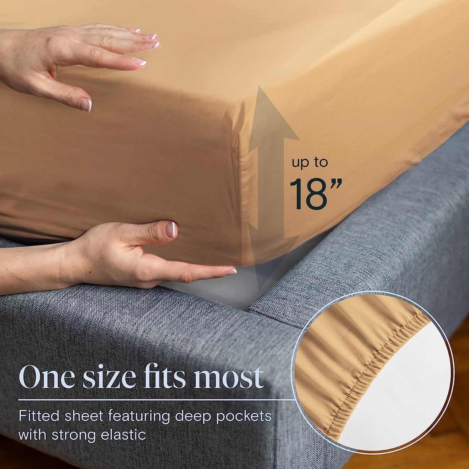 LuxClub 6 PC California King Size Sheet Set Bamboo Sheets Deep Pockets 18" Eco Friendly Wrinkle Free Cooling Sheets Machine Washable Hotel Bedding Silky Soft - Gold California King