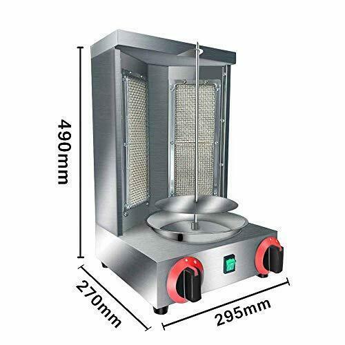 Shawarma Doner Kebab Machine Gyro Grill with 2 Burner Vertical Broiler for