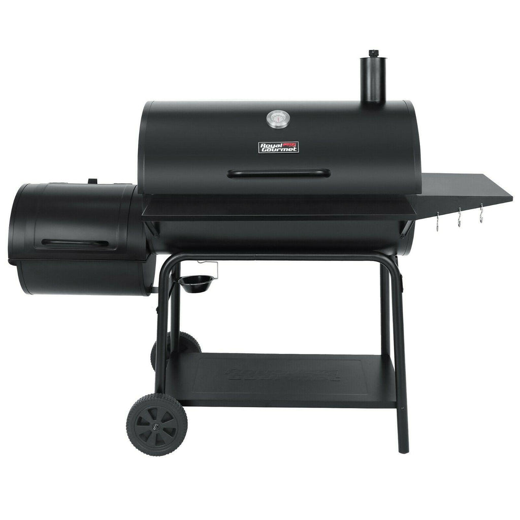 36IN Outdoor BBQ Barrel Charcoal Grill with Offset Smoker CC2036F