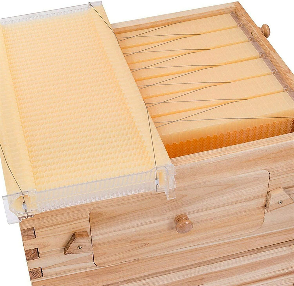 wuyule 7Pcs Auto Beehive Frame Comb Wooden Beehive House, Automatic Honey Flows Hive Beehive Frames Kit, Beehives and Supplies Starter Kit for Beekeepers