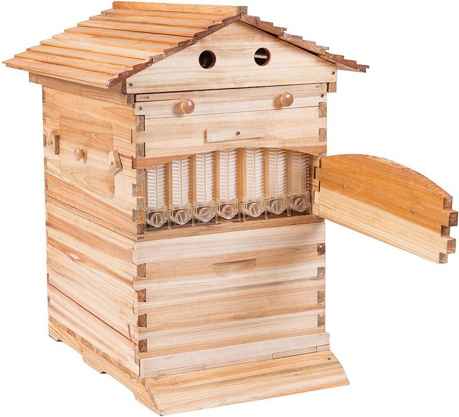 Auto Beehive Frame Comb - Tberar 7Pcs Automatic Wooden Beehive House, Auto Honey Hive Beehive Frames, Beekeeping Wooden House Beehive Boxes, Beehives and Supplies Starter Kit for Beekeepers