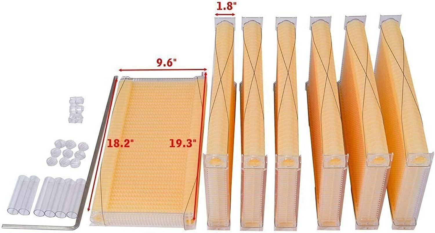 Auto Beehive Frame Comb - 7Pcs Automatic Wooden Beehive House, Auto Honey Hive Beehive Frames, Beekeeping Wooden House Beehive Boxes, Beehives and Supplies Starter Kit for Beekeepers