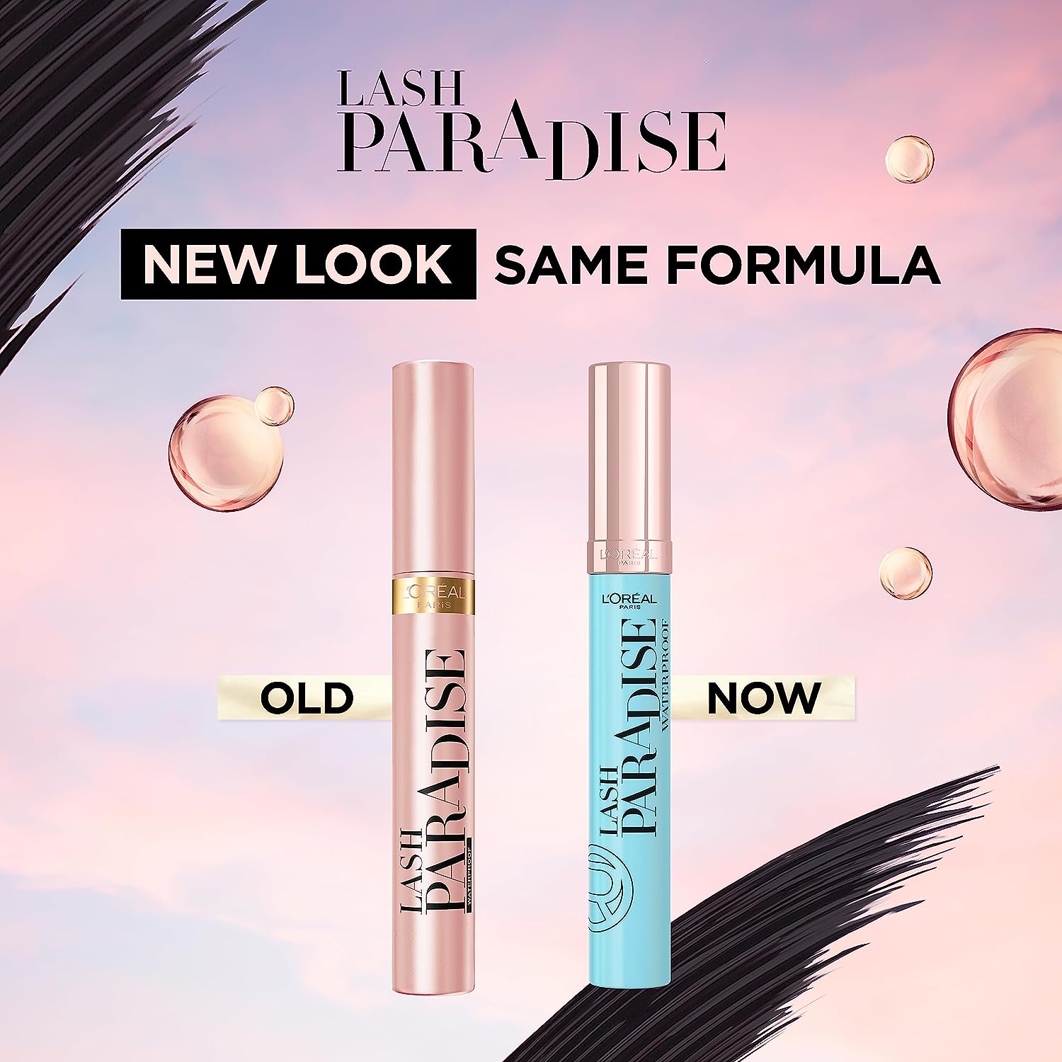 L'Oreal Paris Makeup Lash Paradise Waterproof Mascara, Voluptuous Volume, Intense Length, Feathery Soft Full Lashes, No Smudging, No Clumping, Black, 0.25 Fl Oz (Pack of 1) Packaging May Vary