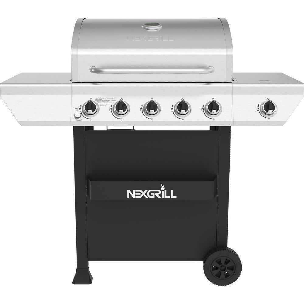 Propane Gas Grill  Steel Side Burner Heat Thermometer 5-Burner