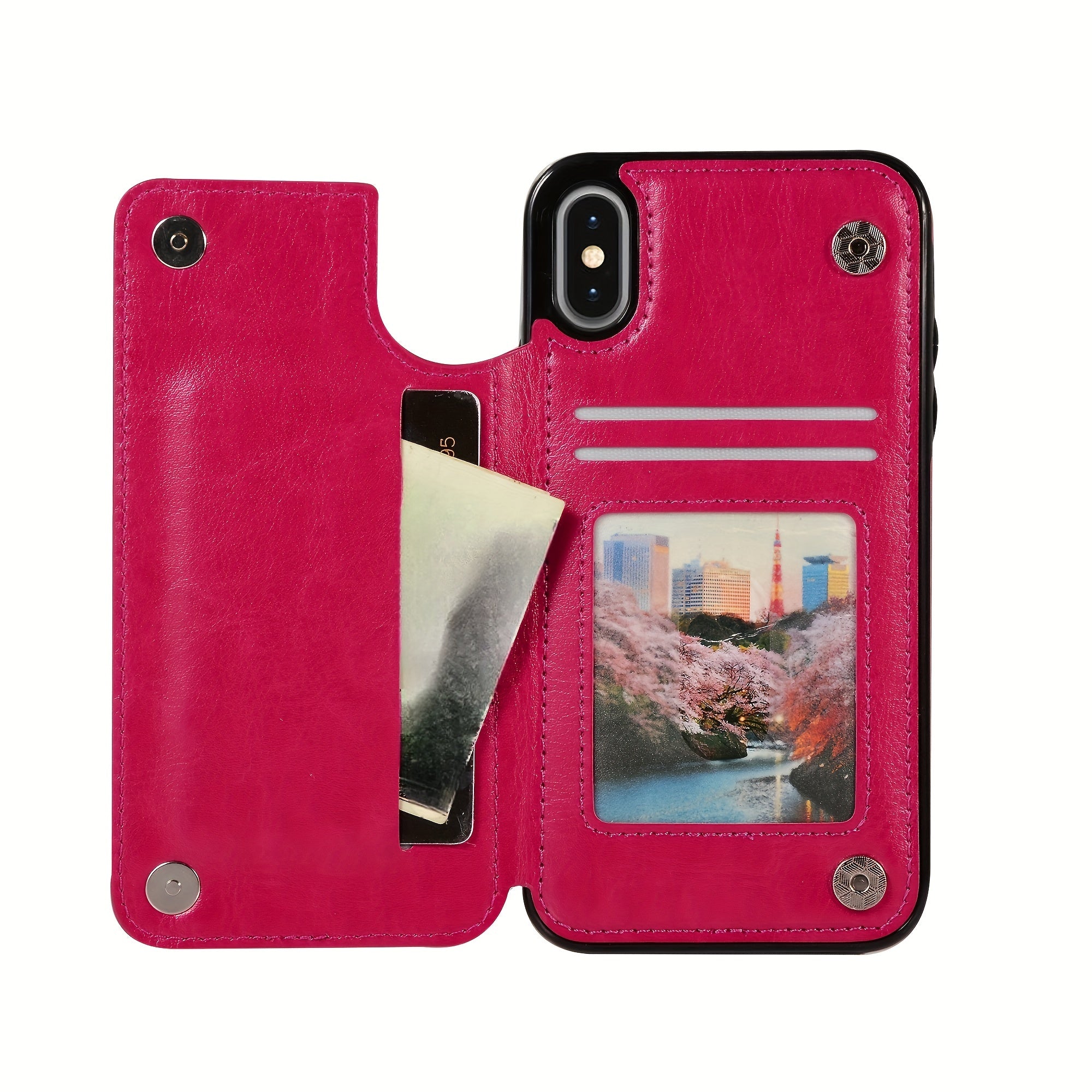 For  15/ 14/ 13/ 12/ 11 Pro Max/ Mini/ XR/ XS Max/ SE 2022/2020/ 7/ 8 Plus Wallet Case With Card Holder, PU Faux Leather Kickstand Card Slots Case, Double Magnetic Clasp And Durable Shockproof Cover
