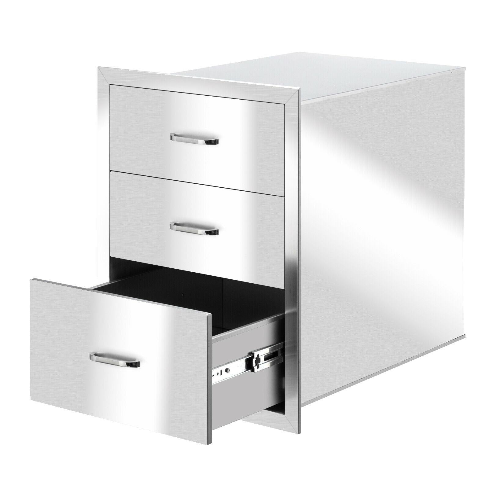23"x18" BBQ  Steel Triple Drawers Silver Outdoor Kitchen Superior