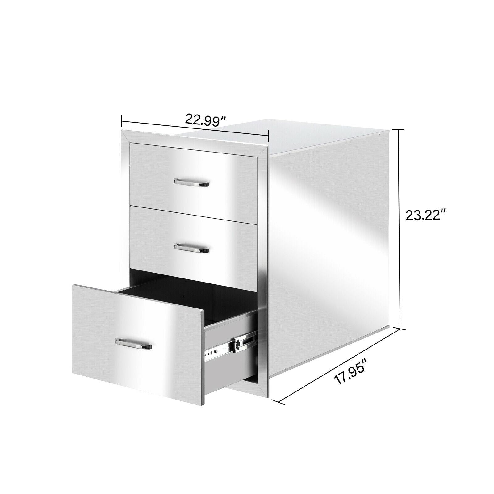 23"x18" BBQ  Steel Triple Drawers Silver Outdoor Kitchen Superior