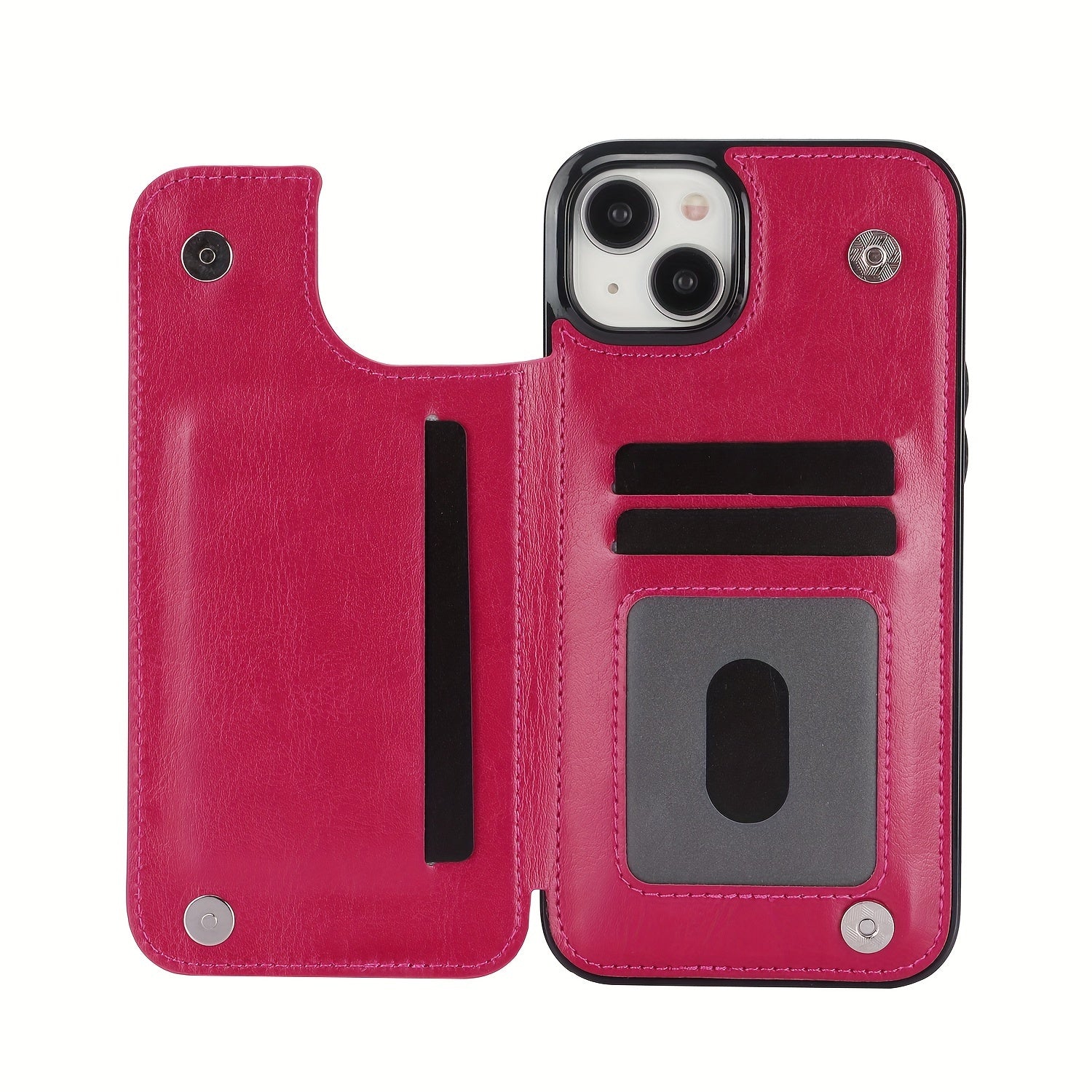 For  15/ 14/ 13/ 12/ 11 Pro Max/ Mini/ XR/ XS Max/ SE 2022/2020/ 7/ 8 Plus Wallet Case With Card Holder, PU Faux Leather Kickstand Card Slots Case, Double Magnetic Clasp And Durable Shockproof Cover