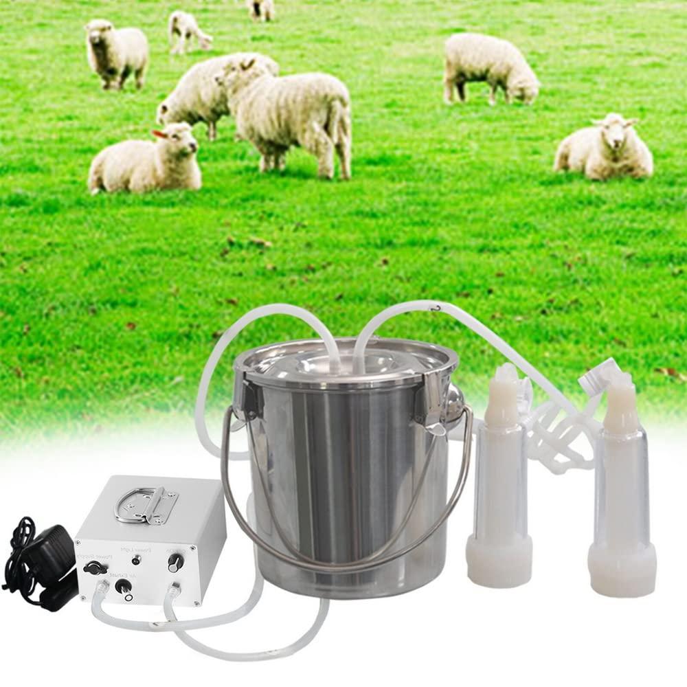 3L Goat MilMachine,Rechargeable Adjustable Suction Pulsation Vacuum Electric Milker,Portable Automatic Breast Pump with 2 Teat Cups  Steel Bucket for Goats(Upgrade Model)