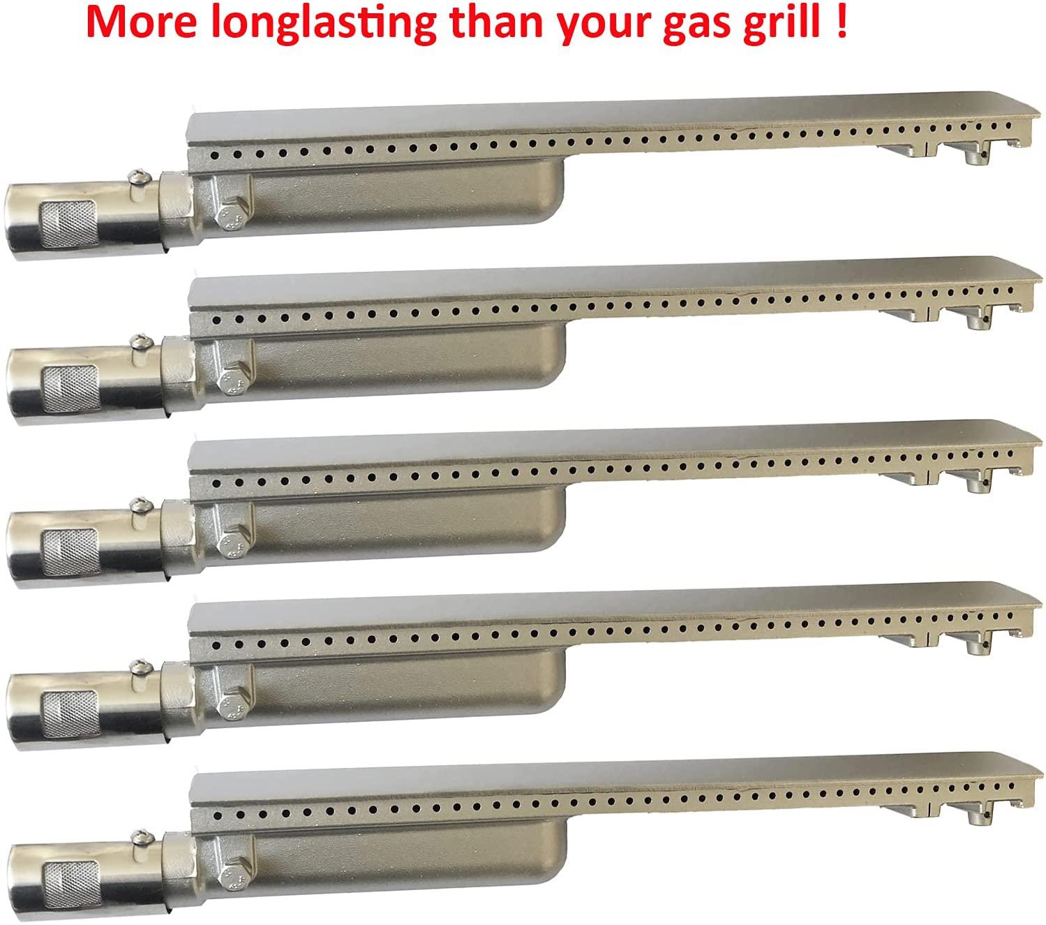 GRILLJOB 5PC Cast  Steel 304 BBQ Grill Burners & 5 Lock Pins Upgraded B