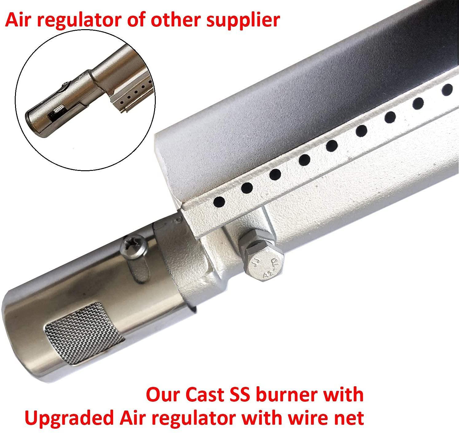 GRILLJOB 5PC Cast  Steel 304 BBQ Grill Burners & 5 Lock Pins Upgraded B